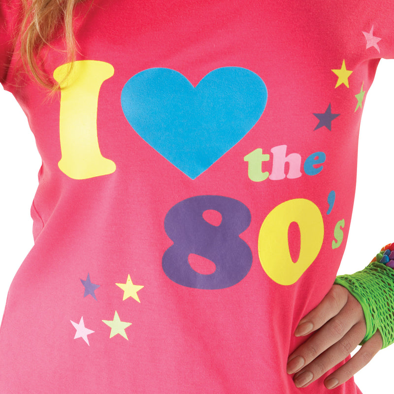 I Love The 80s T Shirt Womens Pink -2