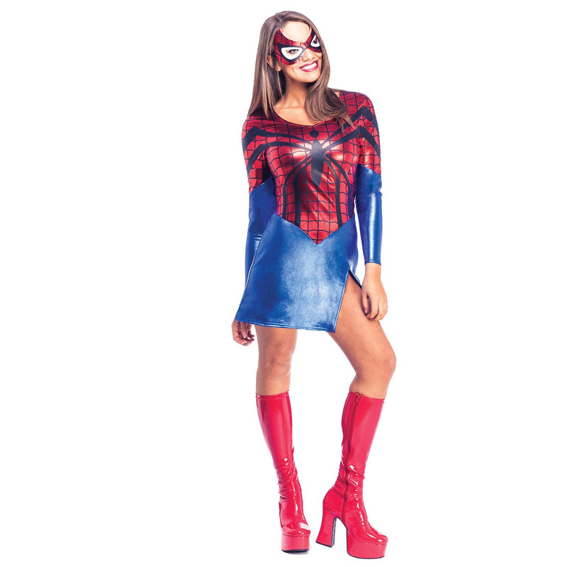 Spider Girl Dress And Mask Womens Red -5