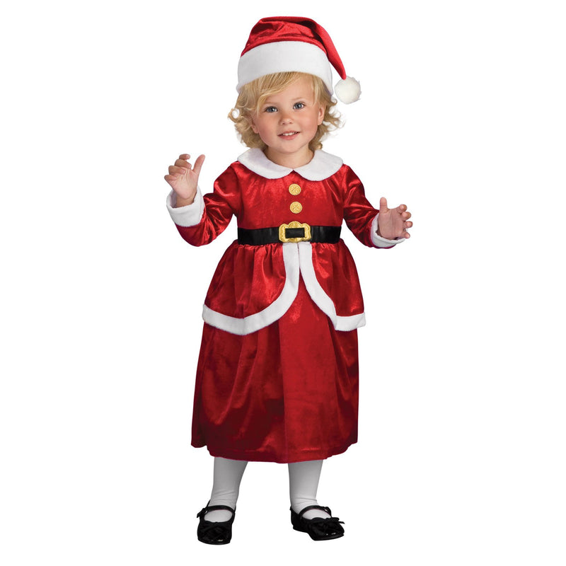 Lil' Mrs Claus Dress And Apron Set Girls Red