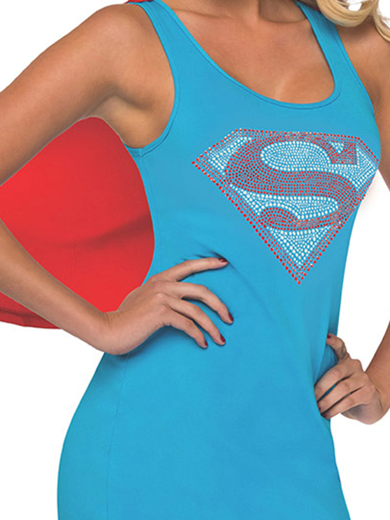 Supergirl Rhinestone Tank Dress Womens Blue -2