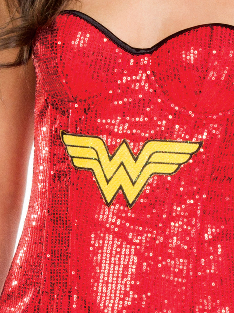 Wonder Woman Sequin Corset Womens Red -2
