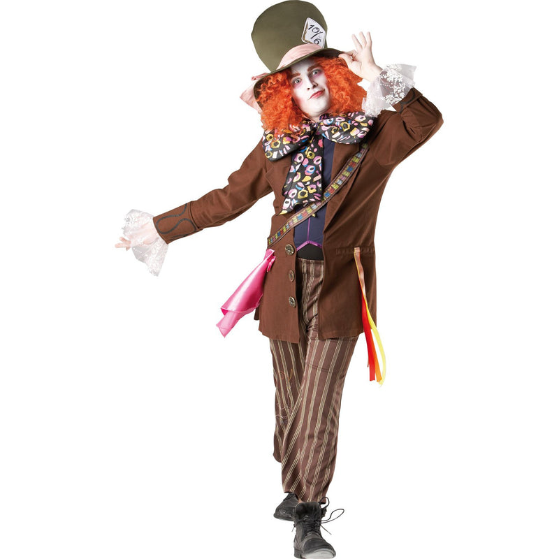 Mad Hatter Deluxe Costume Adult Mens Brown -1