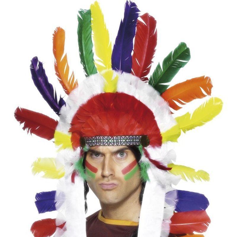 Long Indian Chief Headdress - One Size Mens Multi
