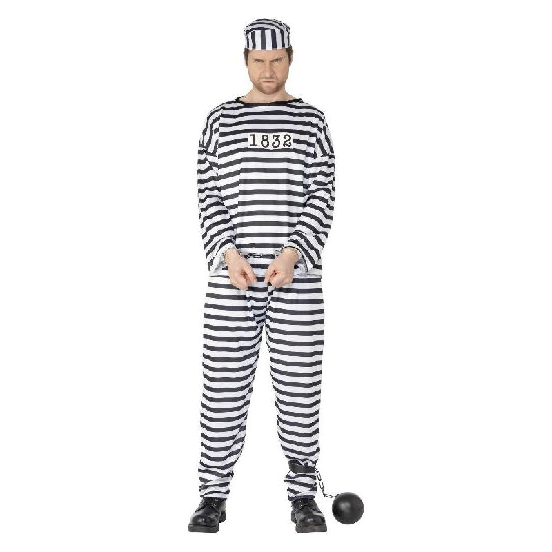 Convict Costume Adult White Mens