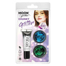 Moon Glitter Classic Chunky Clamshell, 3g - Fix Gel Set Costume Make Up
