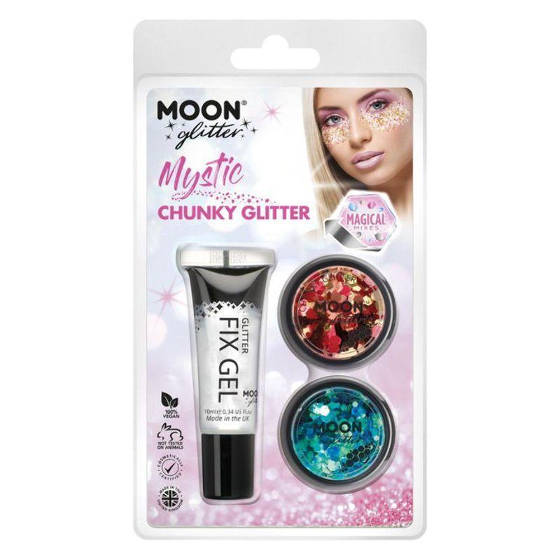 Moon Glitter Mystic Chunky Mixed Colours Clamshell, 3g - Fix Gel Set of Two Costume Make Up