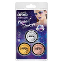 Cosmic Moon Metallic Pigment Shaker Clamshell, 5g 3 Colour Pack Costume Make Up