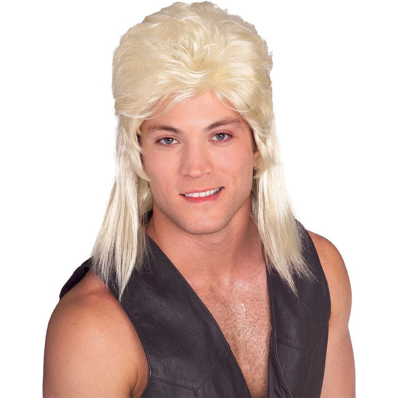 Mullet Blonde Wig Adult Mens -1