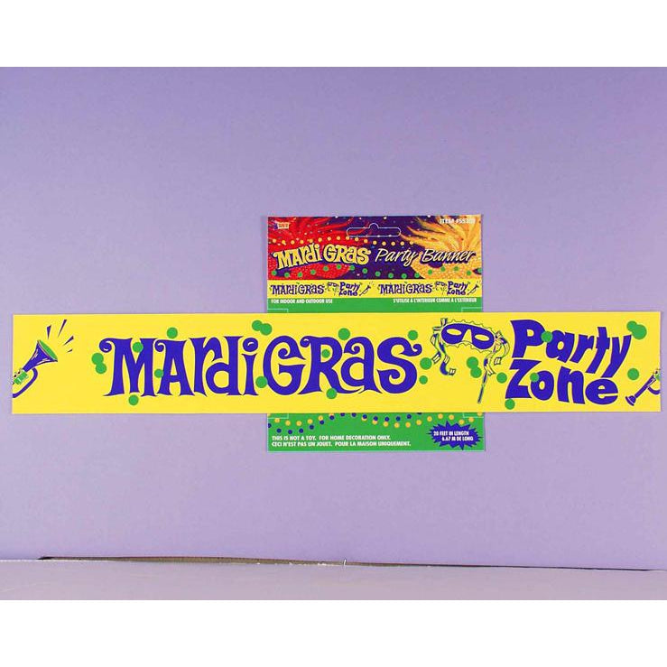 Mardi Gras Party Banner 20' Long Unisex Yellow -1