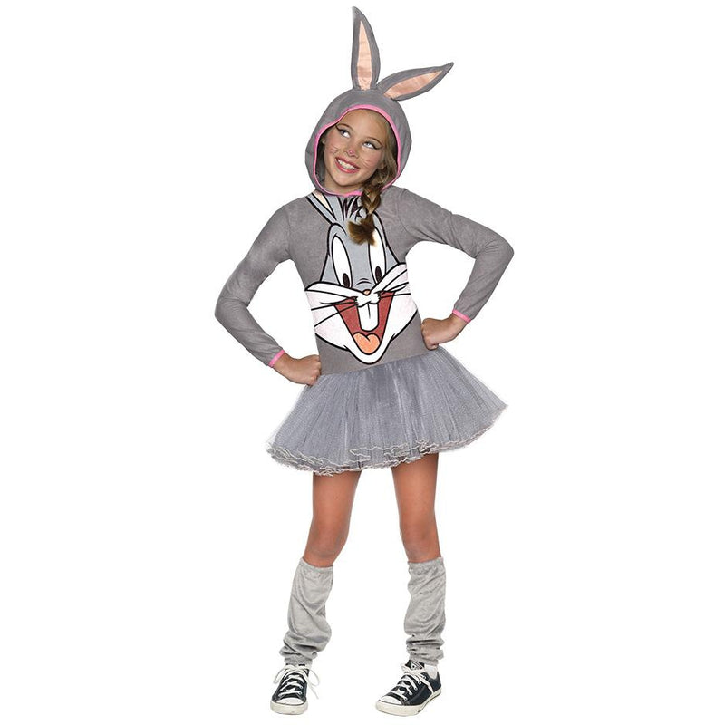 Bugs Bunny Girls Hooded Costume Grey -1
