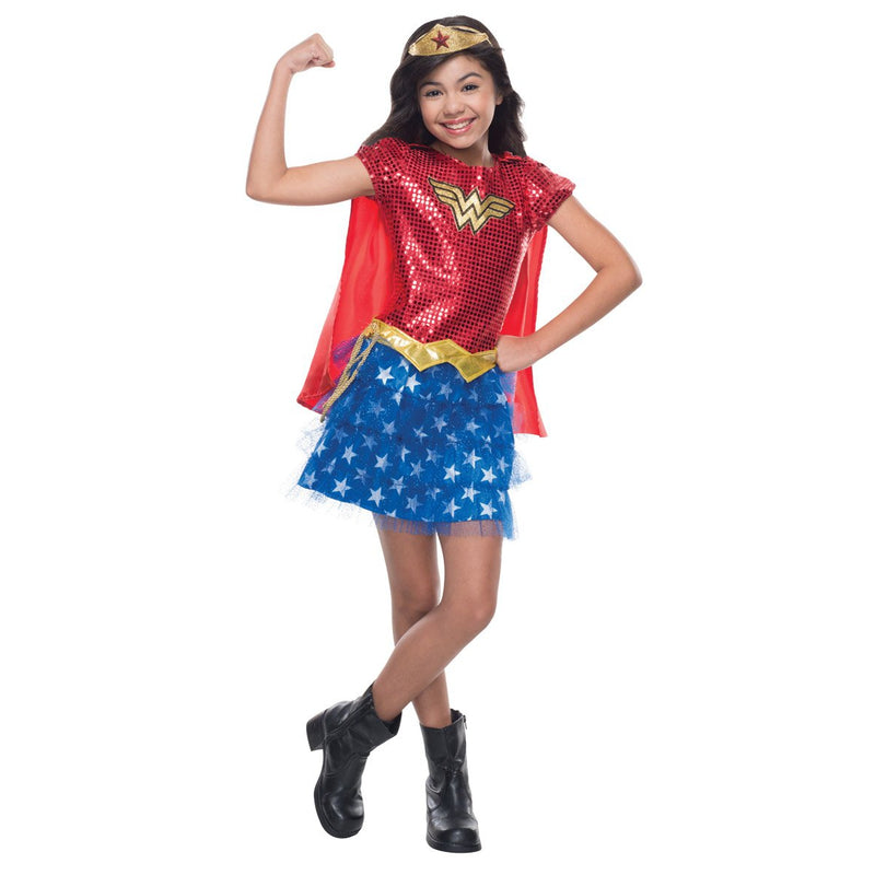 Wonder Woman Sequin Costume Girls Red -1