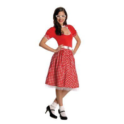 50's Nerd Girl Costume Unisex Red -1